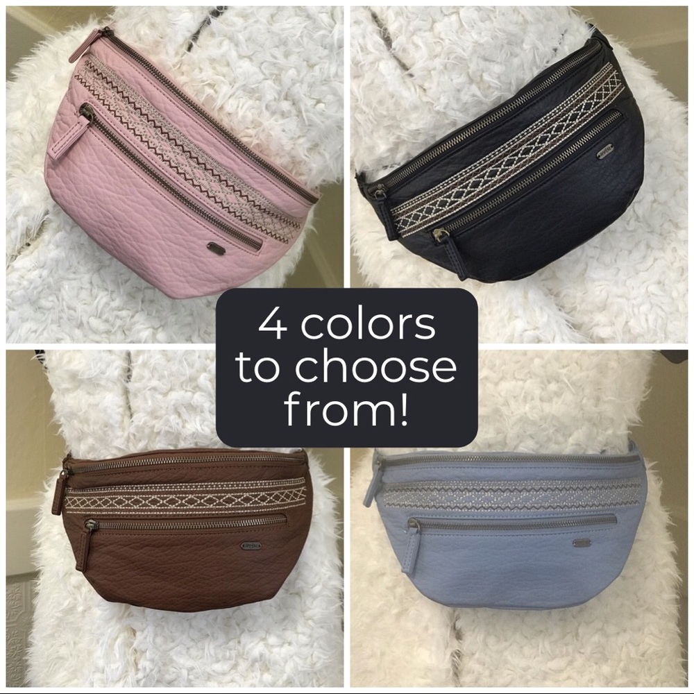 Boho Vegan Leather Mini Belt Bag Fanny Black - Picture 9 of 9